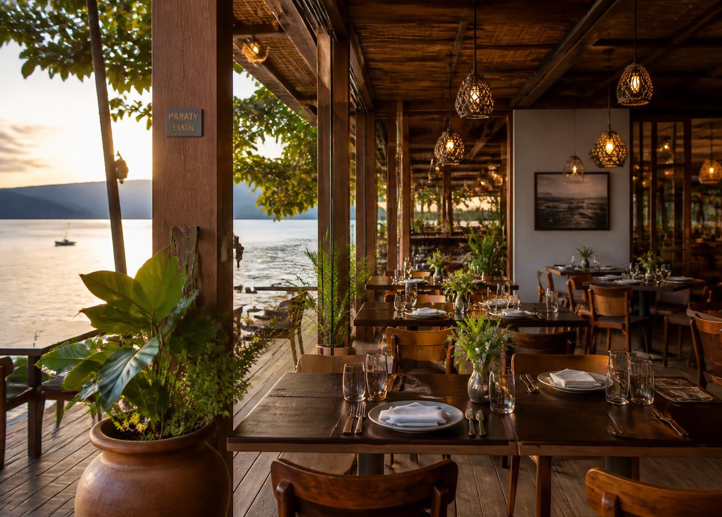 Restaurante à beira do lago